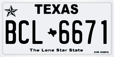 TX license plate BCL6671