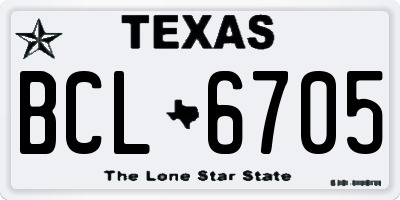 TX license plate BCL6705