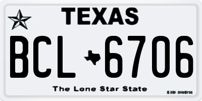 TX license plate BCL6706