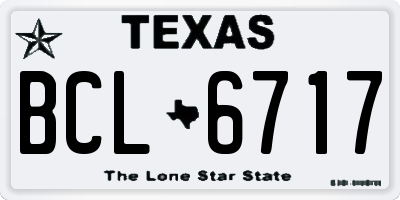 TX license plate BCL6717