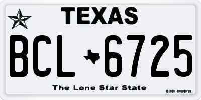 TX license plate BCL6725