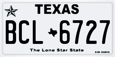 TX license plate BCL6727
