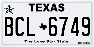TX license plate BCL6749