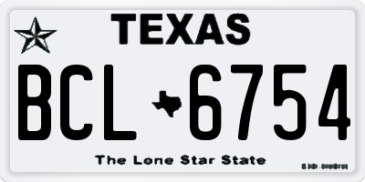 TX license plate BCL6754