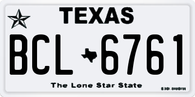 TX license plate BCL6761