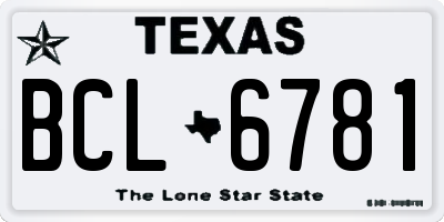 TX license plate BCL6781