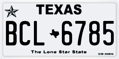 TX license plate BCL6785