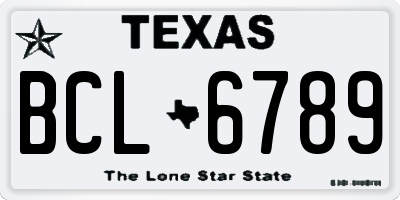 TX license plate BCL6789