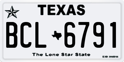 TX license plate BCL6791