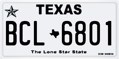 TX license plate BCL6801