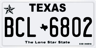 TX license plate BCL6802