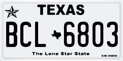 TX license plate BCL6803