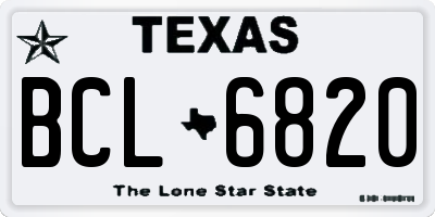 TX license plate BCL6820