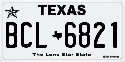 TX license plate BCL6821