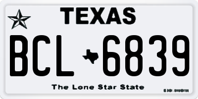 TX license plate BCL6839