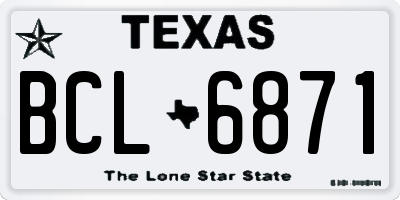 TX license plate BCL6871