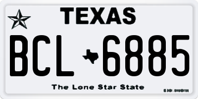 TX license plate BCL6885