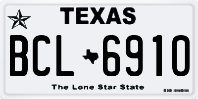 TX license plate BCL6910
