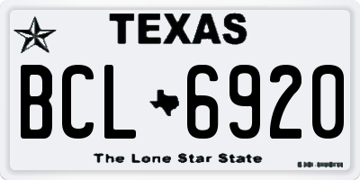 TX license plate BCL6920