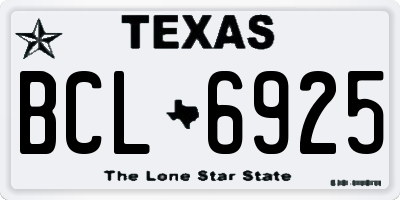 TX license plate BCL6925
