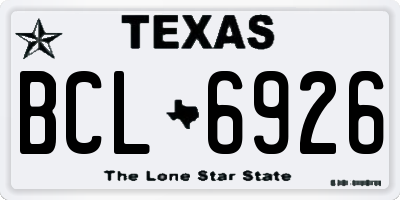TX license plate BCL6926