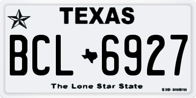 TX license plate BCL6927