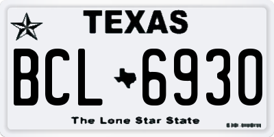 TX license plate BCL6930