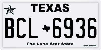TX license plate BCL6936