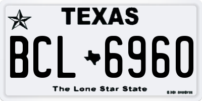 TX license plate BCL6960