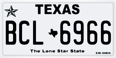 TX license plate BCL6966