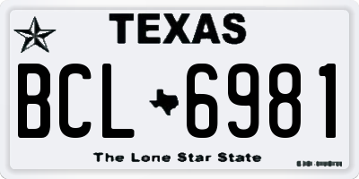 TX license plate BCL6981