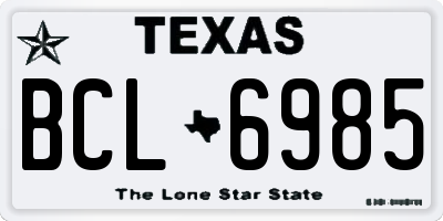 TX license plate BCL6985