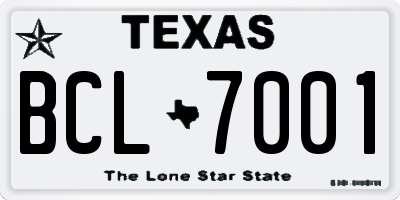 TX license plate BCL7001