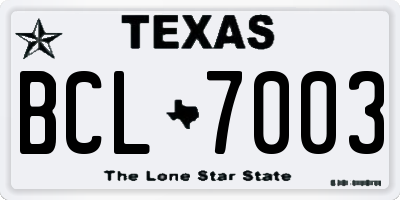 TX license plate BCL7003