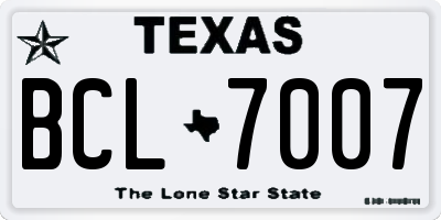 TX license plate BCL7007