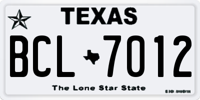 TX license plate BCL7012