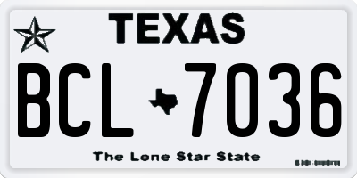 TX license plate BCL7036