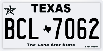 TX license plate BCL7062