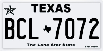 TX license plate BCL7072