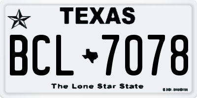 TX license plate BCL7078