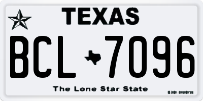 TX license plate BCL7096