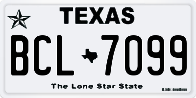 TX license plate BCL7099
