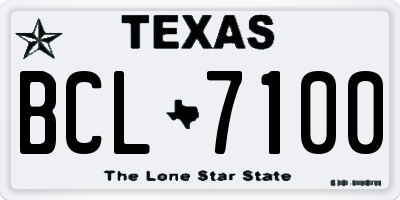 TX license plate BCL7100