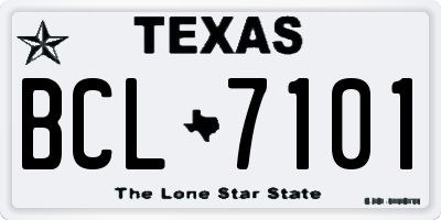 TX license plate BCL7101