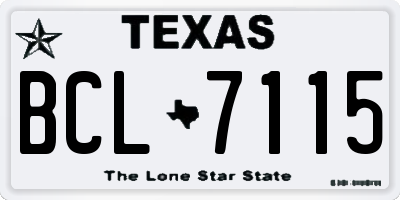 TX license plate BCL7115