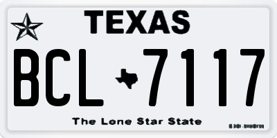 TX license plate BCL7117