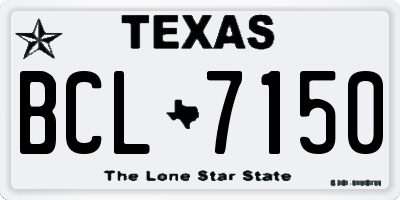 TX license plate BCL7150