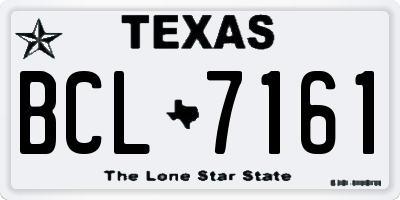 TX license plate BCL7161
