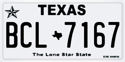TX license plate BCL7167