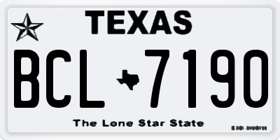 TX license plate BCL7190